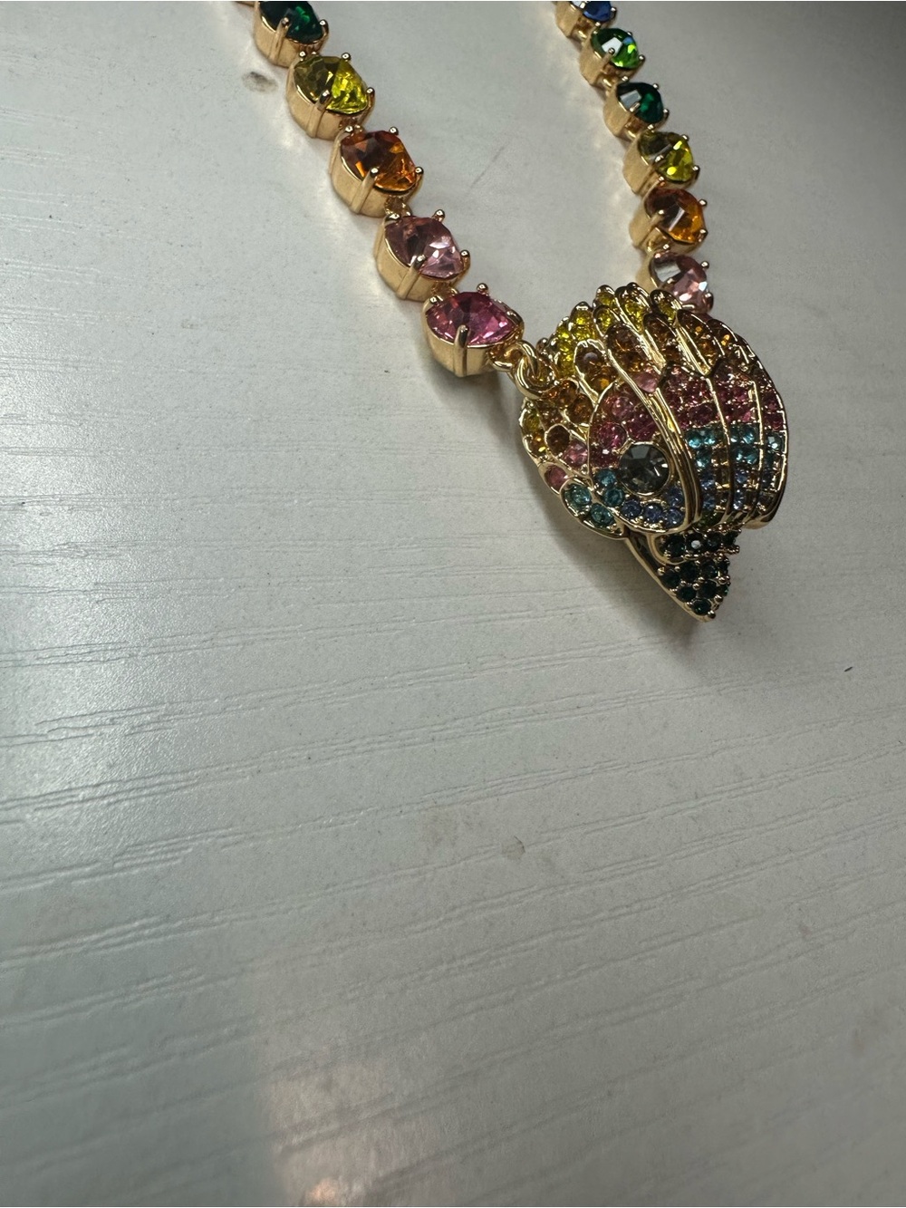 Kurt Geiger Gold Multicolor Crystal Pendant Necklace - Picture 4 of 4